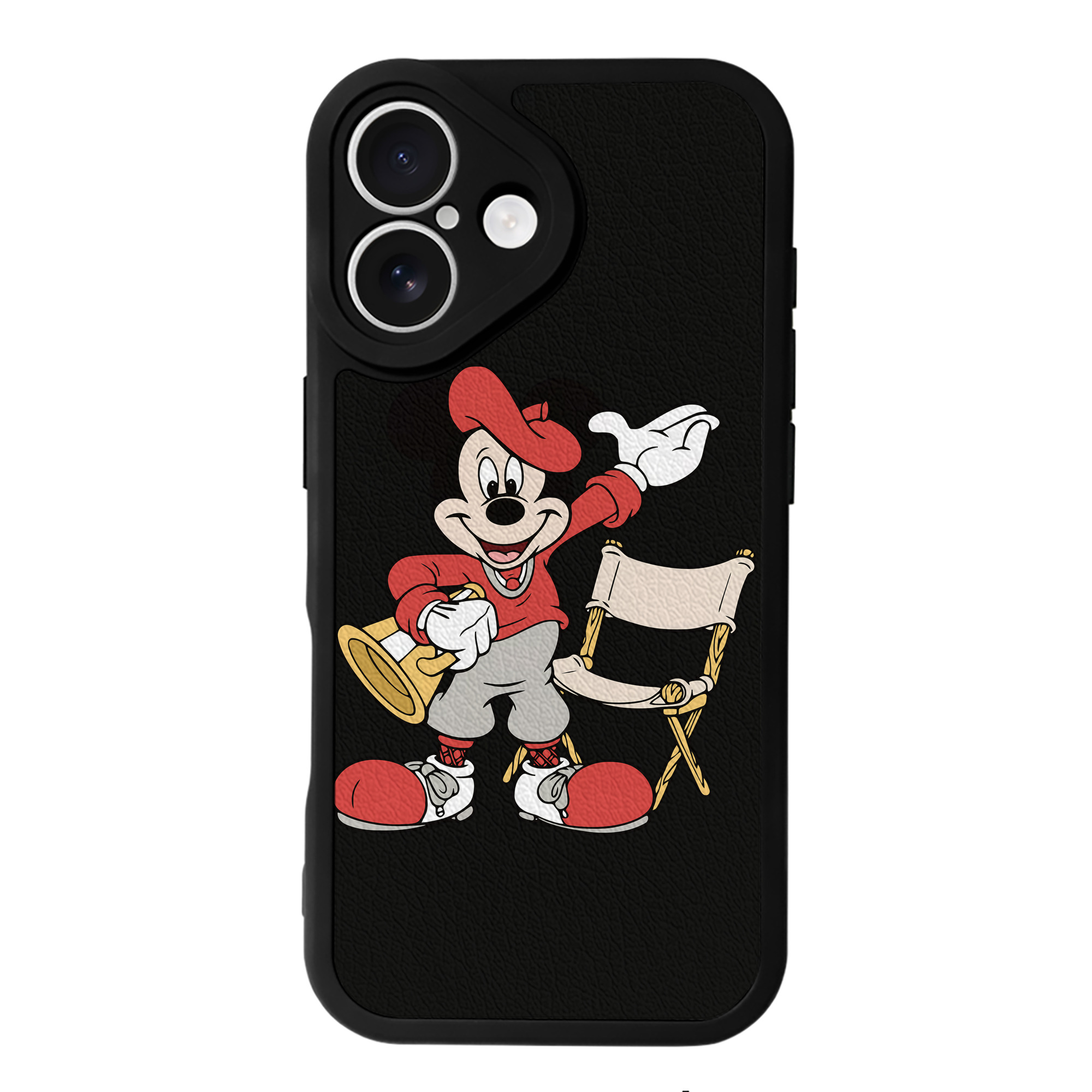 （画像用） ミッキーマウス Mickey Mouse 【iPhone 16シリーズ対応】シリコンスマホケース（レザー調） 材質：シリコン